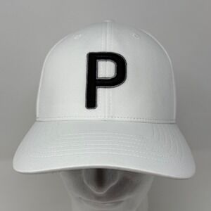 Puma Golf Mens P Snapback Hat White Pumpkin Ridge Flexfit 110 Adjustable Cap‎